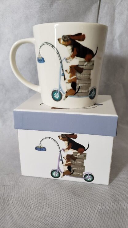 Basset Hounds Funny Scooter Dogs Porcelain Coffee Tea Mug Fab-Funky Art Print - Image 12