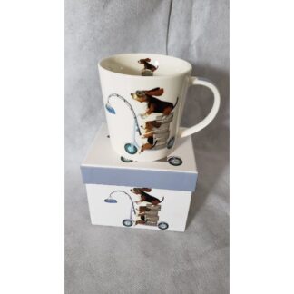 Basset Hounds Funny Scooter Dogs Porcelain Coffee Tea Mug Fab-Funky Art Print
