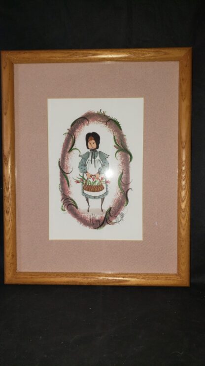 Hillary 1993 Pat P. Buckley Moss Signed Numbered Amish Girl Vintage Framed Art Print