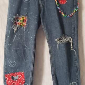 Peace Wrangler Gypsy Jeans Premium Patch Boho Denim Hippie Groovy Love Men's 32