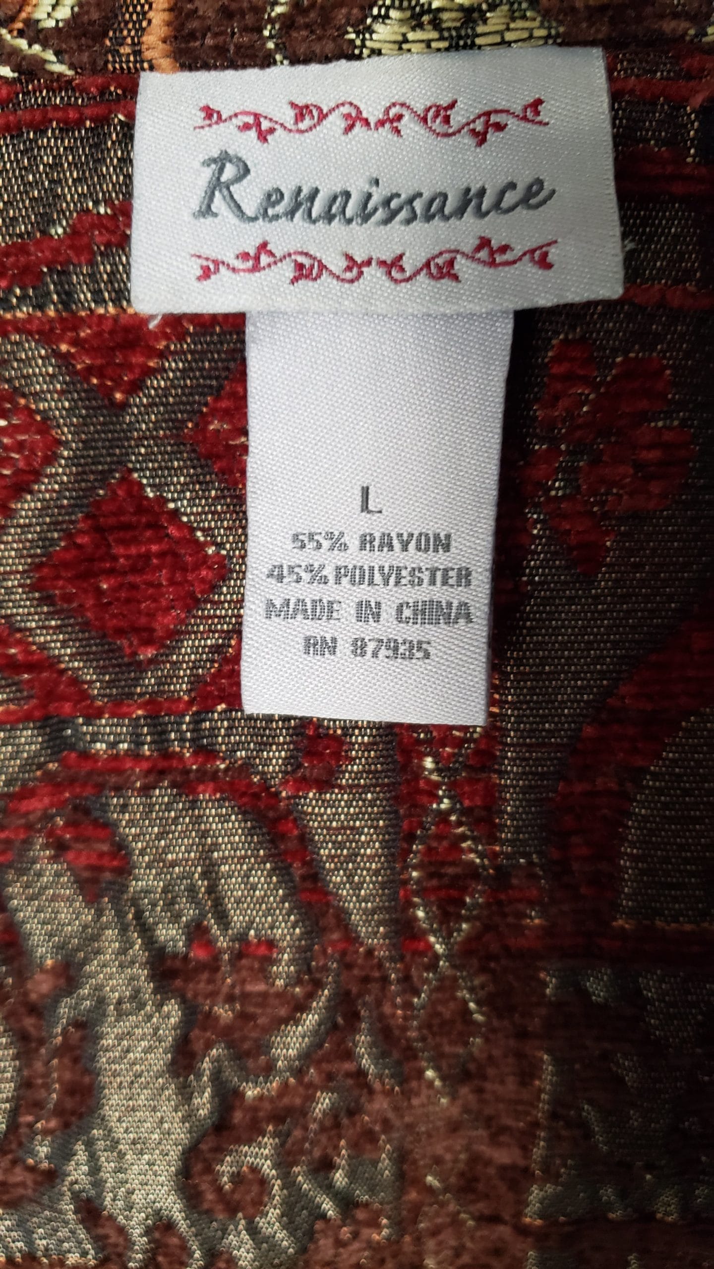 Renaissance Embroidered Jacket Collared Red Brocade Gold Zipper Blazer Women L - Image 20