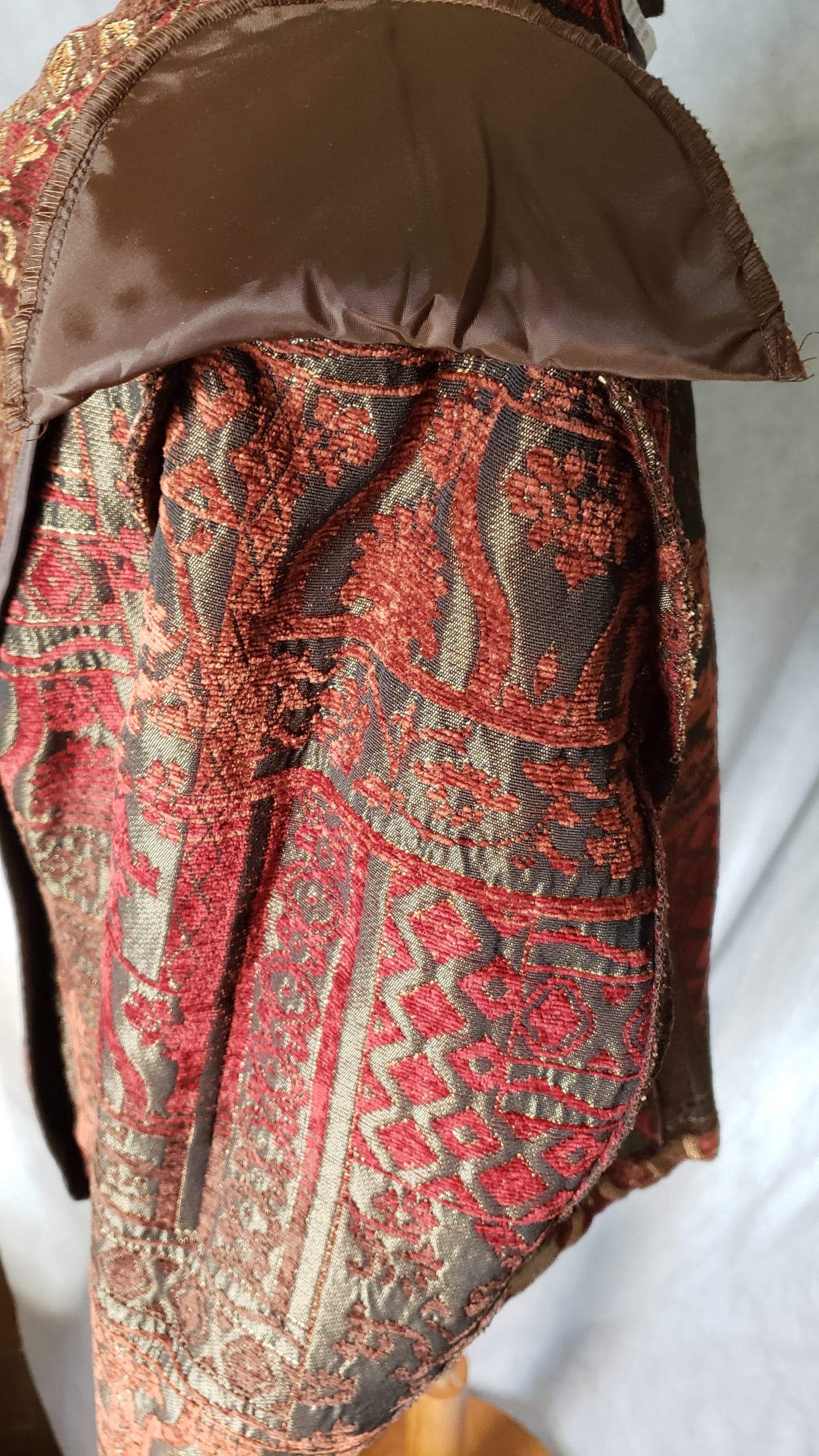 Renaissance Embroidered Jacket Collared Red Brocade Gold Zipper Blazer Women L - Image 23