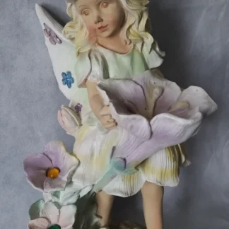 Tall Flower Garden Fairy Vintage Chalkware Plaster Statue