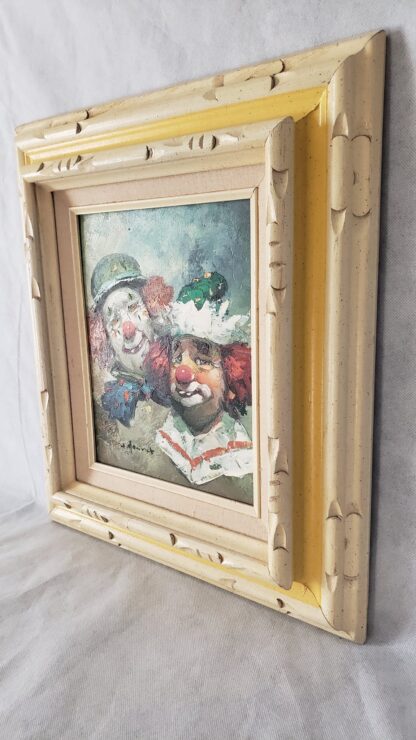 William Moninet 2 Clowns Art Original Signed Oil Painting