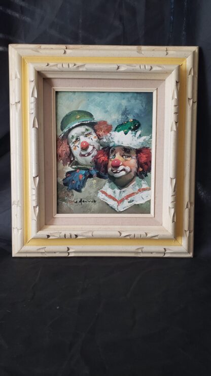 William Moninet Vintage Clown Duo Art Original Framed Matted Signed Oil Painting - Image 17