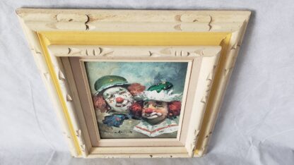 William Moninet Vintage Clown Duo Art Original Framed Matted Signed Oil Painting - Image 5
