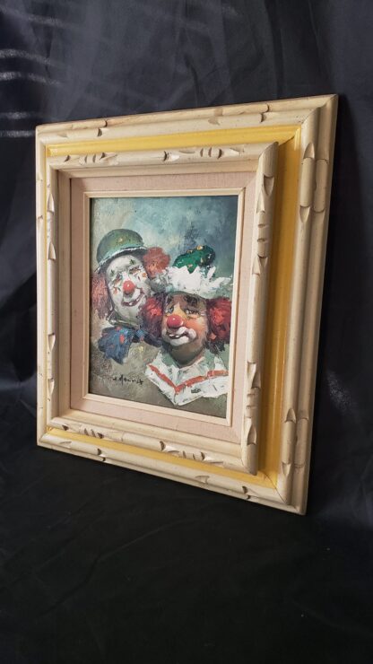 William Moninet Vintage Clown Duo Art Original Framed Matted Signed Oil Painting - Image 20
