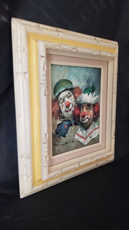 William Moninet Vintage Clown Duo Art Original Framed Matted Signed Oil Painting - Image 21