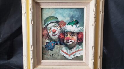 William Moninet Vintage Clown Duo Art Original Framed Matted Signed Oil Painting - Image 22