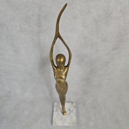 Karl Hagenauer Style Nude Woman Vintage Sculpture MCM Brass Art Deco Ballerina Dance