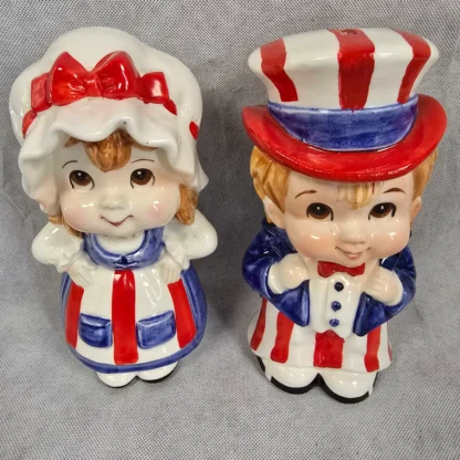 Uncle Sam Child Betsy Ross Piggy Bank Vintage Lefton Patriotic Ceramic Figurine - Image 24