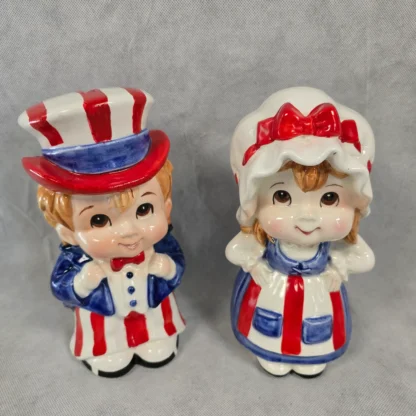 Uncle Sam Child Betsy Ross Piggy Bank Vintage Lefton Patriotic Ceramic Figurine - Image 16