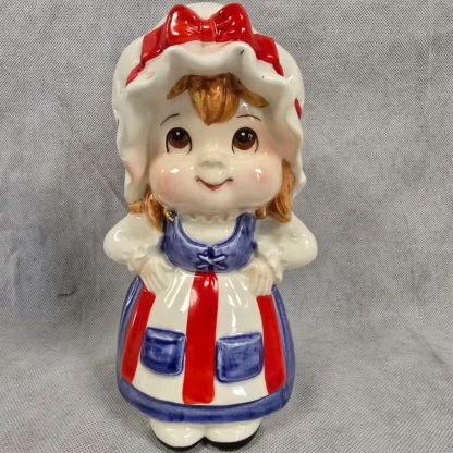 Uncle Sam Child Betsy Ross Piggy Bank Vintage Lefton Patriotic Ceramic Figurine - Image 15