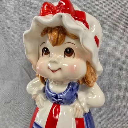 Uncle Sam Child Betsy Ross Piggy Bank Vintage Lefton Patriotic Ceramic Figurine - Image 12