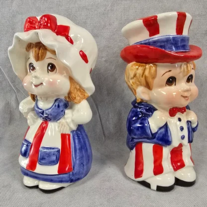 Uncle Sam Child Betsy Ross Piggy Bank Vintage Lefton Patriotic Ceramic Figurine - Image 11