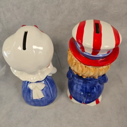 Uncle Sam Child Betsy Ross Piggy Bank Vintage Lefton Patriotic Ceramic Figurine - Image 10