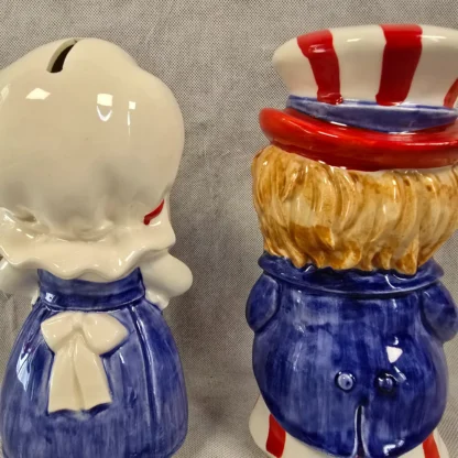 Uncle Sam Child Betsy Ross Piggy Bank Vintage Lefton Patriotic Ceramic Figurine - Image 7