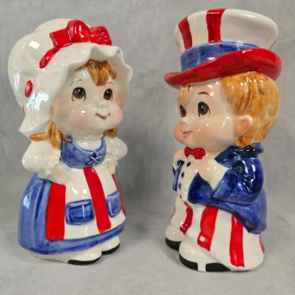 Uncle Sam Child Betsy Ross Piggy Bank Vintage Lefton Patriotic Ceramic Figurine - Image 4