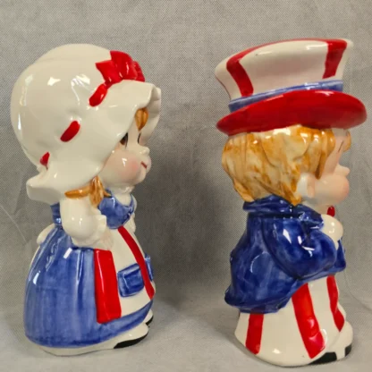 Uncle Sam Child Betsy Ross Piggy Bank Vintage Lefton Patriotic Ceramic Figurine - Image 20