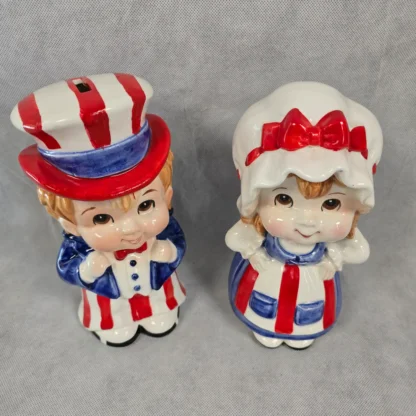 Uncle Sam Child Betsy Ross Piggy Bank Vintage Lefton Patriotic Ceramic Figurine - Image 17