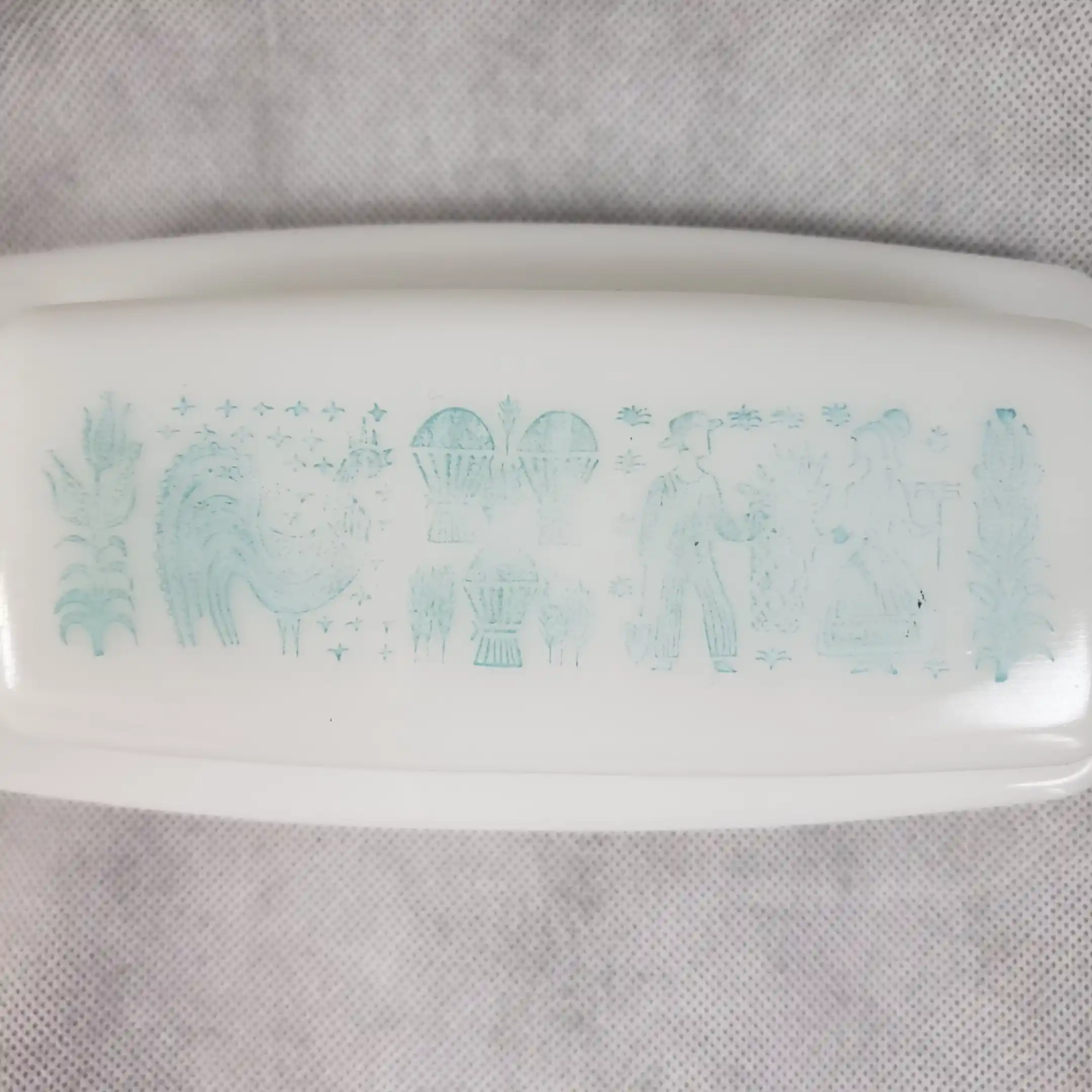 PYREX Butterprint Serve 'N Store Butter Dish Turquoise Amish Blue Vintage Milk Glass - Image 15