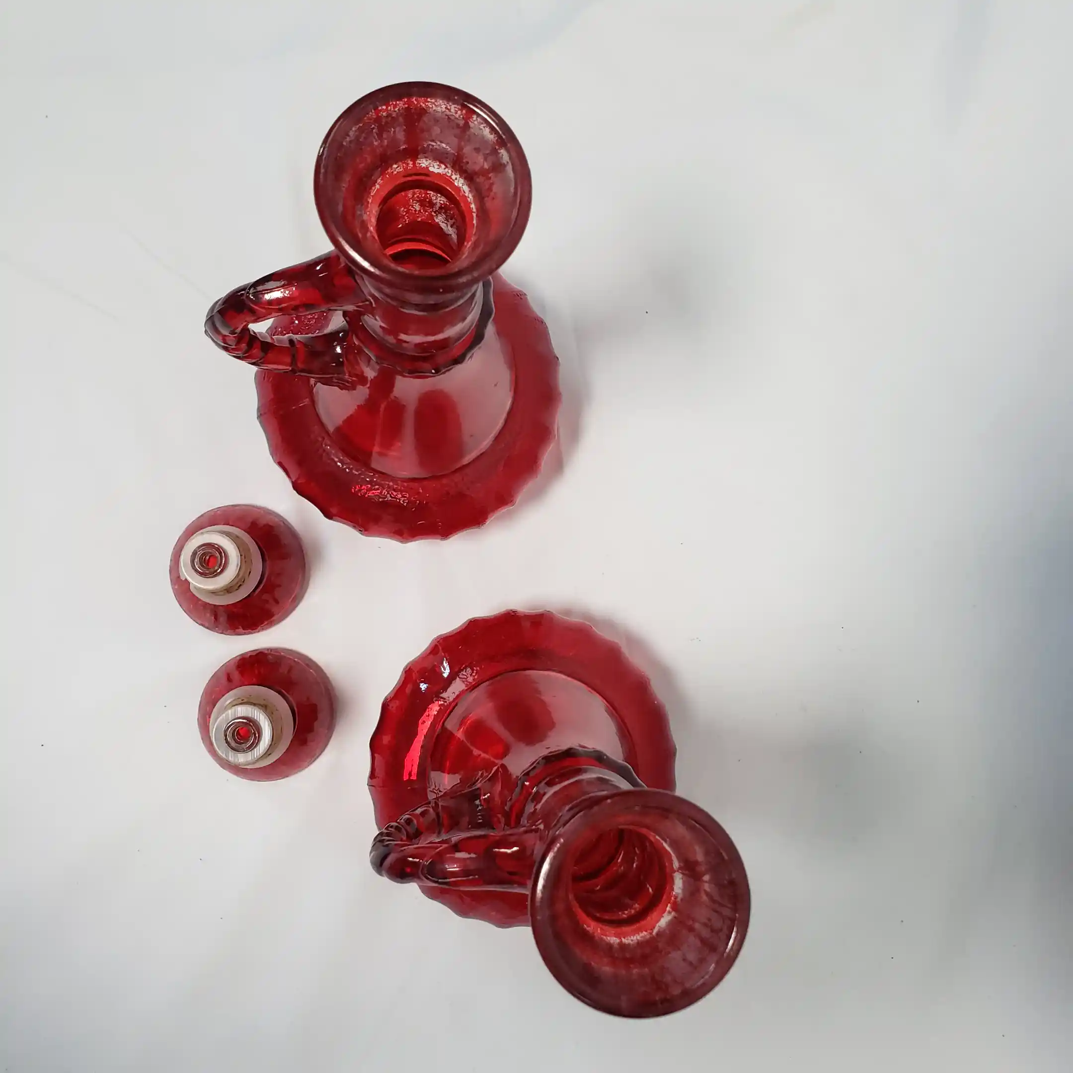 Ruby Flash Red Glass Genie In A Bottle Vtg I Dream of Jeannie 2 Liquor Decanters - Image 13