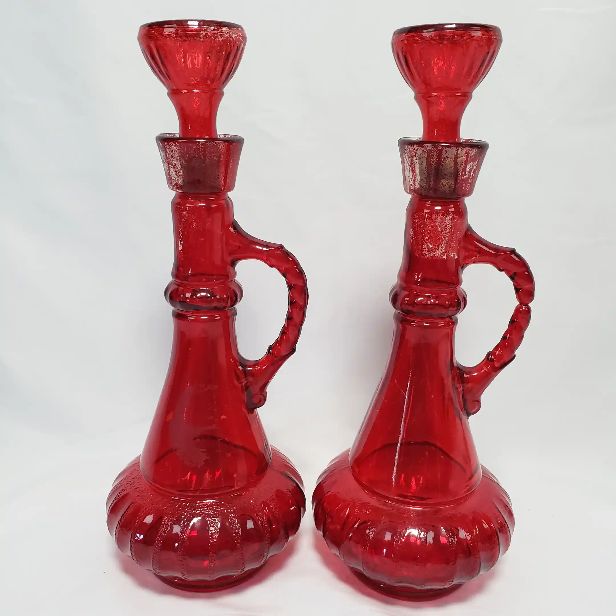 Ruby Flash Red Glass Genie In A Bottle Vtg I Dream of Jeannie 2 Liquor Decanters - Image 9
