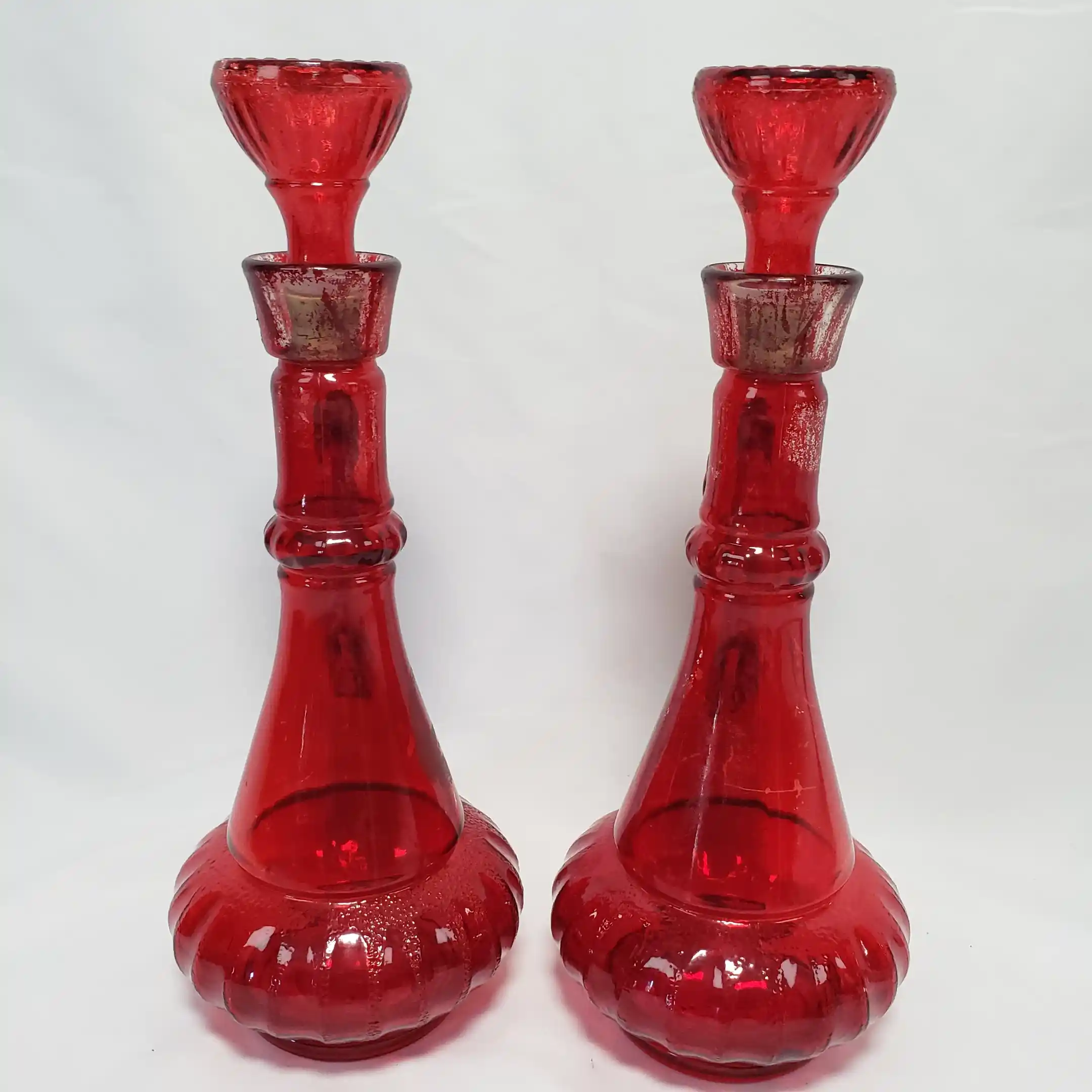 Ruby Flash Red Glass Genie In A Bottle Vtg I Dream of Jeannie 2 Liquor Decanters - Image 8