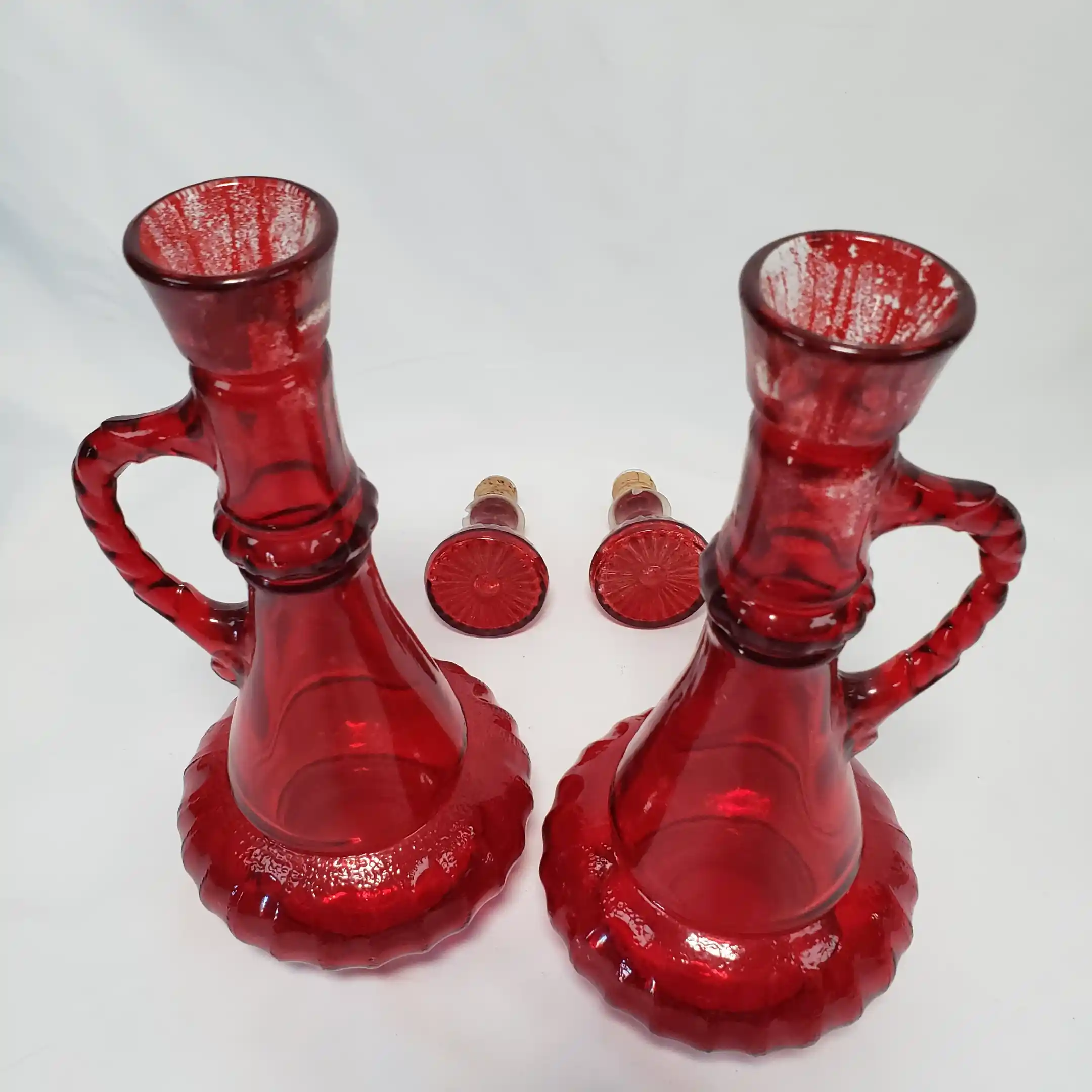 Ruby Flash Red Glass Genie In A Bottle Vtg I Dream of Jeannie 2 Liquor Decanters - Image 20